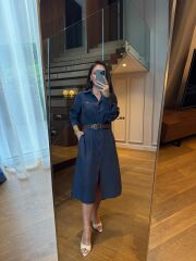 Km 4464 Orj. Marka Kemerli Laci Gömlek Elbise