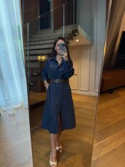 Km 4464 Orj. Marka Kemerli Laci Gömlek Elbise