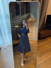 Km 4464 Orj. Marka Kemerli Laci Gömlek Elbise