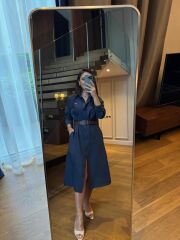 Km 4464 Orj. Marka Kemerli Laci Gömlek Elbise