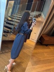 Km 4464 Orj. Marka Kemerli Laci Gömlek Elbise