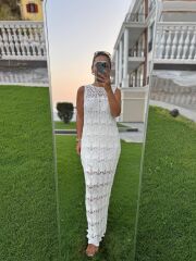 Sv 024320 Anda Ekru Astarlı Triko Elbise