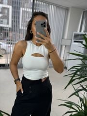 Orj Marka Pencere Detaylı Beyaz Bluz