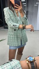 Green Black Transitional Tweed Jacket 1023