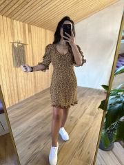 Hardal benekli maroken elbise