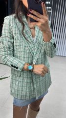 Green Black Transitional Tweed Jacket 1023