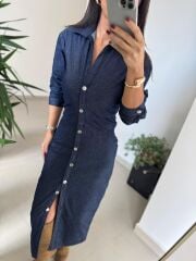 Np Uzun Kol Düğmeli Laci Elbise