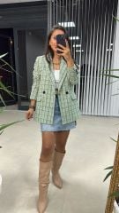 Green Black Transitional Tweed Jacket 1023