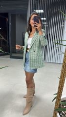 Green Black Transitional Tweed Jacket 1023