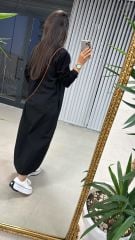 Dr 2427 Turunçu Şerit Geçişli Sweat Poplin Elbise