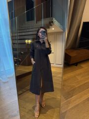 Km 4464 Orj. Marka Kemerli A. Kahve Gömlek Elbise