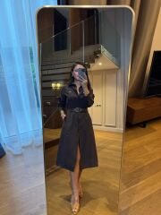 Km 4464 Orj. Marka Kemerli A. Kahve Gömlek Elbise