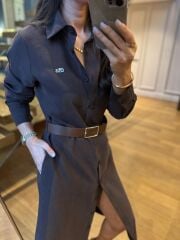 Km 4464 Orj. Marka Kemerli A. Kahve Gömlek Elbise