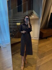 Km 4464 Orj. Marka Kemerli A. Kahve Gömlek Elbise