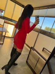 My 3049 Kare Yaka Kemerli Kırmızı Elbise