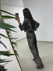 Spt 1071 Leopar Palazzo Pantolon