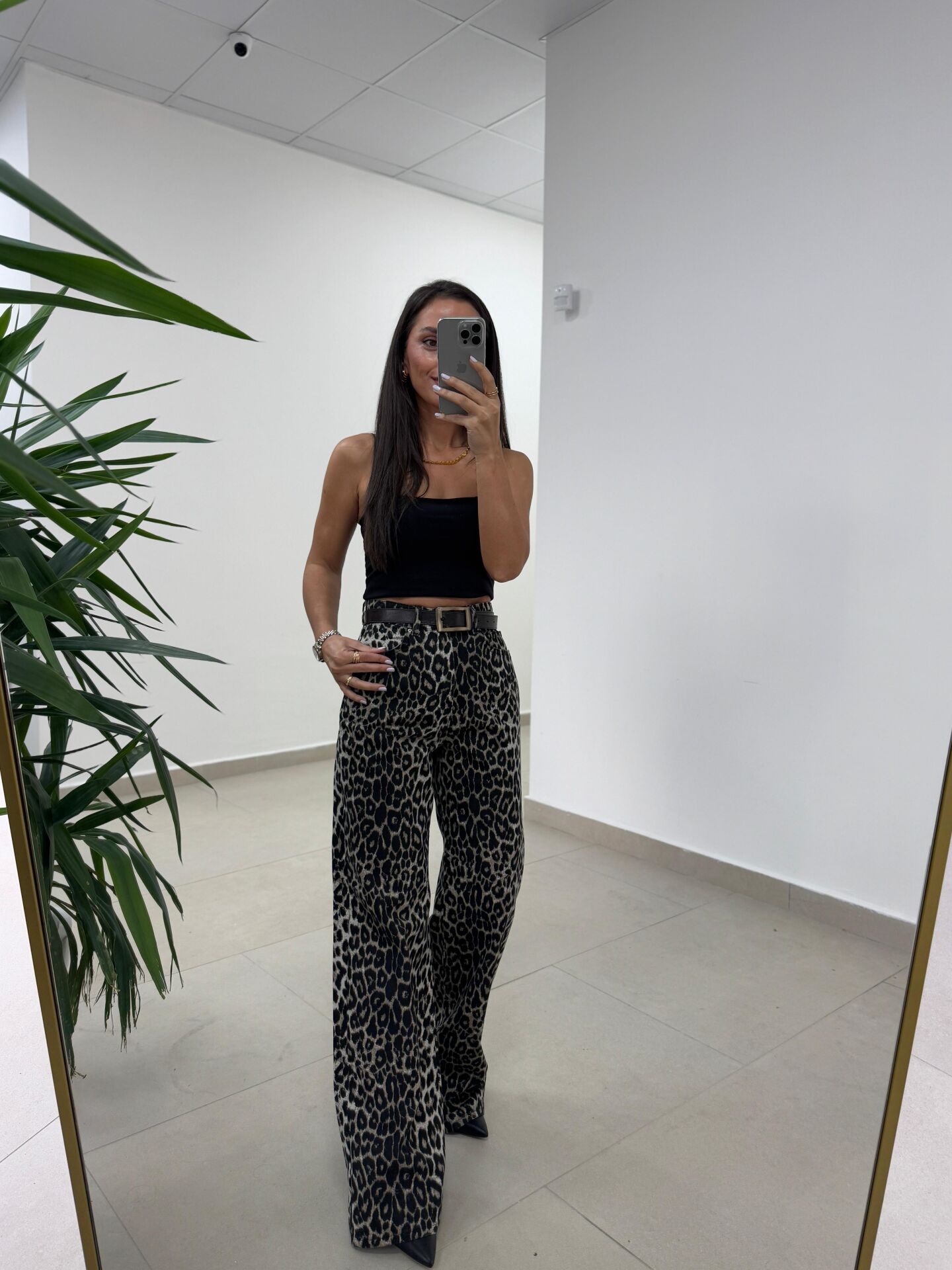 Spt 1071 Leopar Palazzo Pantolon