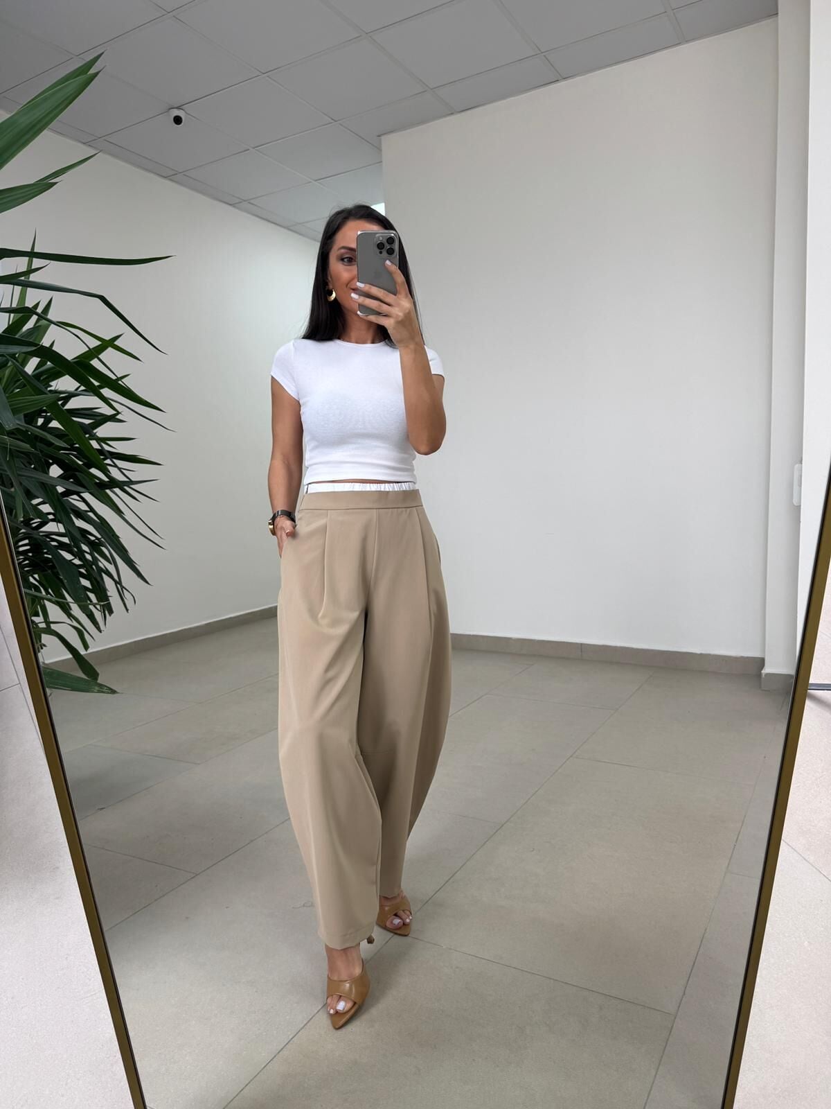 Fp 51343 Bel Detaylı Poliviskon Taş Pantolon