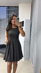 My 3692 Kolsuz Eteği Parça Dikişli Antarasit Çan Elbise