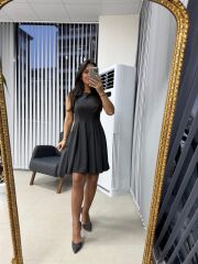 My 3692 Kolsuz Eteği Parça Dikişli Antarasit Çan Elbise