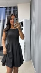 My 3692 Kolsuz Eteği Parça Dikişli Antarasit Çan Elbise