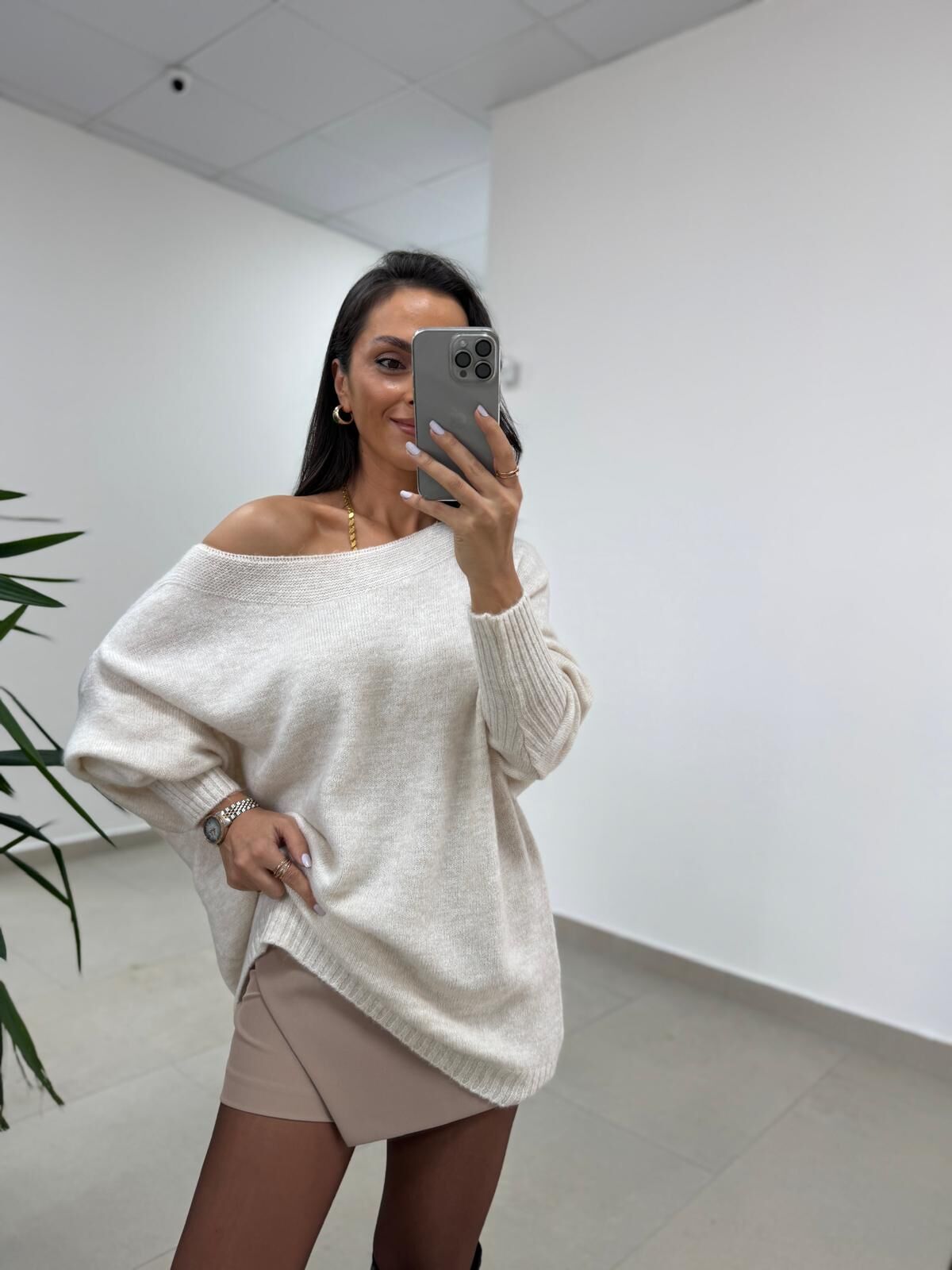 Mz 22749 Ekru Triko Kazak