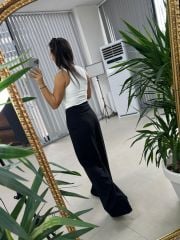 Mc 3016 Çapraz Düğme Detaylı Siyah Pantolon