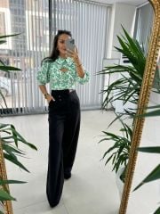 Mc 3016 Çapraz Düğme Detaylı Siyah Pantolon