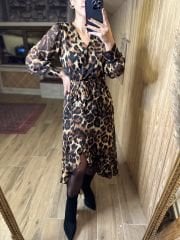 Mng leo eteği volanlı şifon elbise