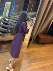 Km 4464 Orj. Marka Kemerli Bordo Gömlek Elbise