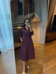 Km 4464 Orj. Marka Kemerli Bordo Gömlek Elbise