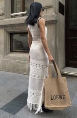 Sv 024321 V Yaka Etek ucu Püsküllü Ekru Triko Elbise