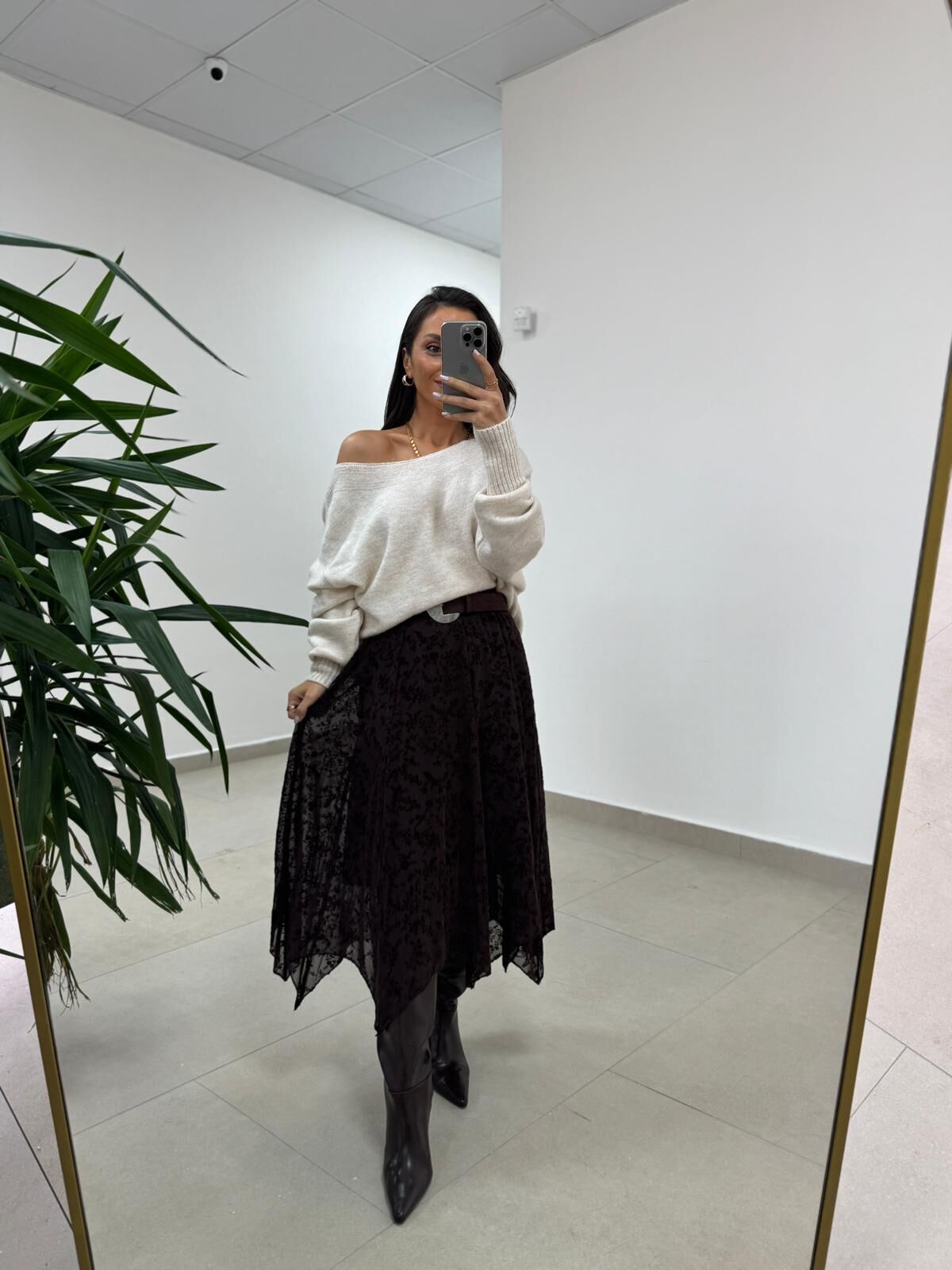 Mc 7095 Flok Parçalı Kahve Etek