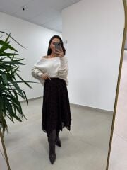 Mc 7095 Flok Parçalı Kahve Etek