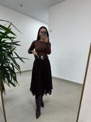 Mc 7095 Flok Parçalı Kahve Etek