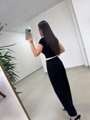 Fp 51343 Bel Detaylı Poliviskon Siyah Pantolon