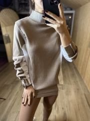 Vizon poplin detaylı triko sweat