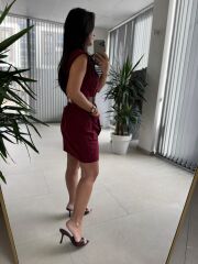 Fw 8100 Bordo Kemerli Gömlek Elbise