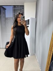 My 3692 Kolsuz Eteği Parça Dikişli Siyah Çan Elbise