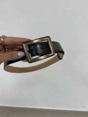 155 Siyah Antik Kaplama Gold Kare Tokalı Kemer