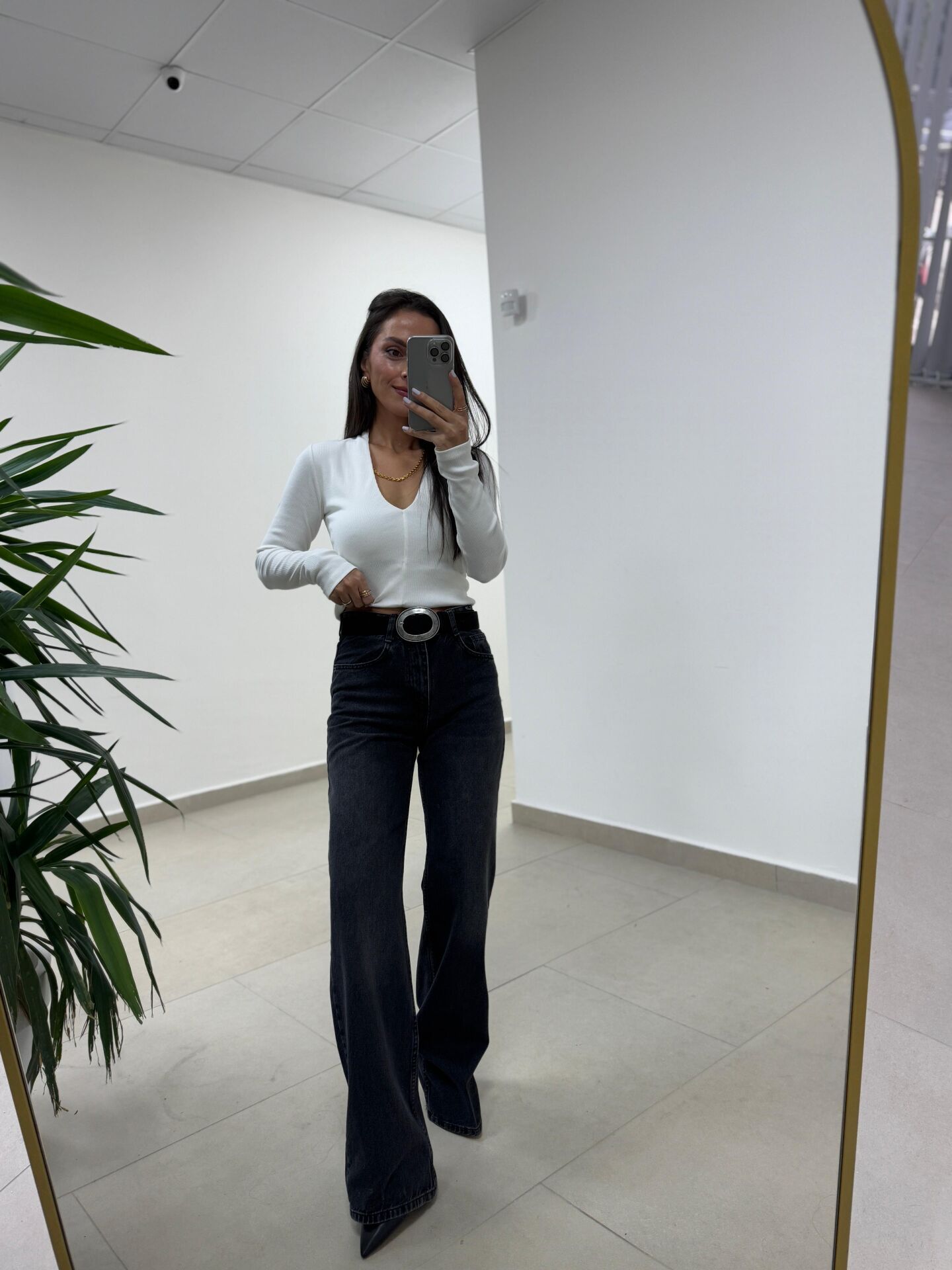 Spt 488 Füme Yıkamalı Palazzo Pantolon