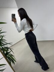 Spt 488 Füme Yıkamalı Palazzo Pantolon