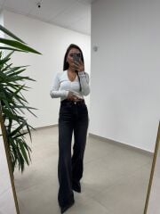 Spt 488 Füme Yıkamalı Palazzo Pantolon