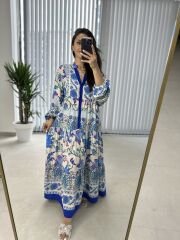 My 3043 Saks biye geçişli bohem elbise