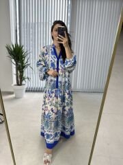 My 3043 Saks biye geçişli bohem elbise