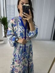 My 3043 Saks biye geçişli bohem elbise