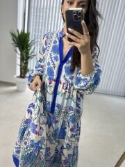 My 3043 Saks biye geçişli bohem elbise