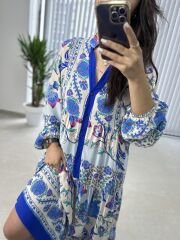 My 3043 Saks biye geçişli bohem elbise