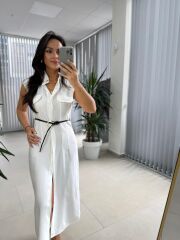 Fw 8130 Simba Tensel Kemerli Beyaz Elbise