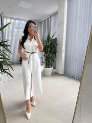 Fw 8130 Simba Tensel Kemerli Beyaz Elbise